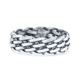 Braided Rounded Weave Knot Innovative Oxidized Band Thumb Ring