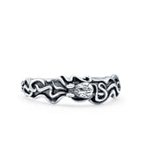 Octopus Oxidized Band Solid 925 Sterling Silver Thumb Ring (6mm)