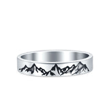 Mountain Oxidized Band Solid 925 Sterling Silver Thumb Ring (3.5mm)