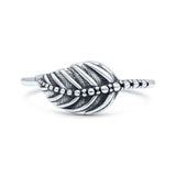 Feather Ring Oxidized 925 Sterling Silver (7.4mm)