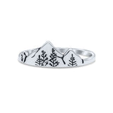 Iconic Art Design Mountains And Trees Oxidized Ring Band Solid 925 Sterling Silver Thumb Ring (6.8mm)