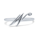 Initial W Alphabet Letter Name Monogram Stackable Statement Ring Thumb Band