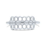 Unique Honeycomb New Design Statement Ring Band Solid 925 Sterling Silver Thumb Ring (7.4mm)