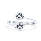 Dog's Paws With Hearts Pawprint Adjustable Oxidized Thumb Ring