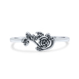 Attractive Rose Flower Of Love With Leaf Dainty Engraved Design Delightful Statement Oxidized Rose Band Thumb Ring