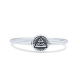Classic Eye Of Providence Triangle Stackable Oxidized Statement Band Thumb Ring