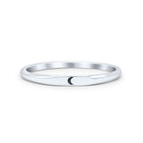Tiny Pretty Small Crescent Half Moon Engraved Delightful Oxidized Simple Band Thumb Ring