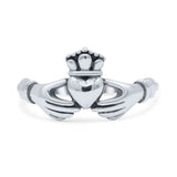 Traditional Irish Claddagh Celtic Knot  Statement With Love Heart Design Oxidized Thumb Band