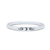 Tiny Dainty Small Crescent Moon Engraved Infinity And Wings Stackable Oxidized Statement Band Thumb Ring
