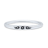 Tiny Dainty Small Sun Engraved Infinity And Wings Stackable Oxidized Statement Band Thumb Ring