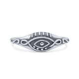 Antique Swirl Egyptian Engraved Evil Eye Oxidized Protection Designer Traditional Band Thumb Ring