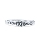 Delicate Elegant Bali Flower Beauty Engraved Oxidized Fashion Band Thumb Ring