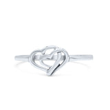 Dainty Infinity Casual Chic Double Heart Minimalist Oxidized Fashion Band Thumb Ring