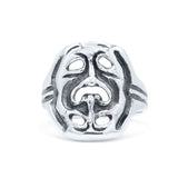 Superb Tragedy and Comedy Drama Masks Engraved Statement Oxidized Band Thumb Ring