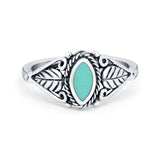 Filigree Marquise Simulated Turquoise Ring Oxidized 925 Sterling Silver