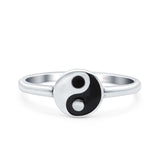 Yin Yang Ring Oxidized Band Solid 925 Sterling Silver Thumb Ring (8mm)