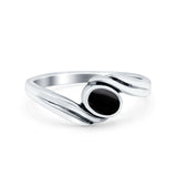 Accent Fashion Bali Design Oval Twisted Band Vintage Wedding Engagement Ring Solid Simulated Black Onyx 925 Sterling Silver