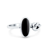 Vintage Style Oval Knot Ring Solid Oxidized Simulated Black Onyx 925 Sterling Silver