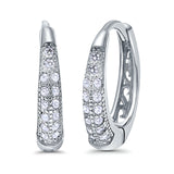 Eternity Huggie Hoop Earrings Channel Round Simulated Cubic Zirconia 925 Sterling Silver (14mm)