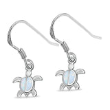 Drop Dangle Turtle Earrings Lab Created White Opal 925 Sterling Silver