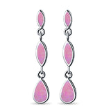 Dangle Marquise Earrings Pear Shape Lab Created Pink Opal 925 Sterling Silver