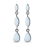 Dangle Marquise Earrings Pear Shape Lab Created White Opal 925 Sterling Silver
