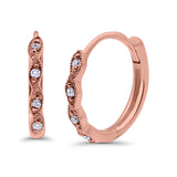 .09ct 14K Rose Gold Diamond Hoop Huggie Earrings