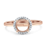 14K Rose Gold 0.07ct Halo Round 10mm G SI Semi Mount Diamond Engagement Wedding Ring - Wholesale