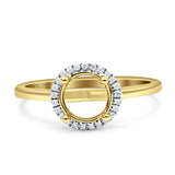 14K Yellow Gold 0.07ct Halo Round 10mm G SI Semi Mount Diamond Engagement Wedding Ring - Wholesale
