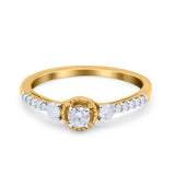 14K Yellow Gold 0.31ct Three Stone Vintage Round 5mm G SI Diamond Engagement Band Wedding Ring Size 6.5