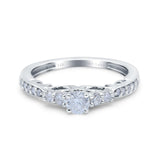 14K White Gold 0.49ct Vintage Round 3mm G SI Diamond Engagement Band Wedding Ring Size 6.5