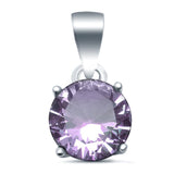 Halo Simulated lavender CZ Round 925 Sterling Silver Charm Pendant