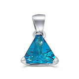 Triangle Cut Charm Pendant Simulated Blue Topaz CZ 925 Sterling Silver (11mm)