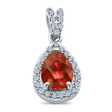 Pear Shape Simulated Garnet CZ Pendant for Necklace 925 Sterling Silver