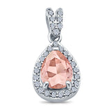 Pear Shape Simulated Morganite CZ Pendant for Necklace 925 Sterling Silver