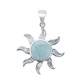Larimar CZ Sun Surf Celestial 925 Sterling Silver Charm Pendant