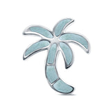 Simulated Larimar CZ Palm Tree Charm Pendant 925 Sterling Silver