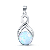 Lab Created White Opal Celtic 925 Sterling Silver Charm Pendant