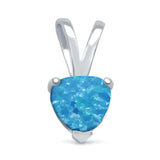 Lab Created Blue Opal Heart Pendant 925 Sterling Silver