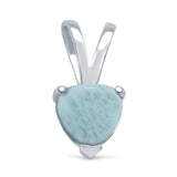 Smulated Larimar CZ Heart Pendant 925 Sterling Silver