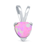 Lab Created Pink Opal Heart Pendant 925 Sterling Silver