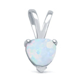 Lab Created White Opal Heart Pendant 925 Sterling Silver