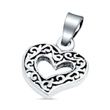 Fancy Design Heart 925 Sterling Silver Charm Pendant