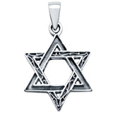 Plain Oxidized Design Star of David Jewish Star Pendant Charm 925 Sterling Silver