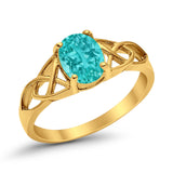 Accent Ring Oval Yellow Tone, Simulated Paraiba Tourmaline CZ 925 Sterling Silver