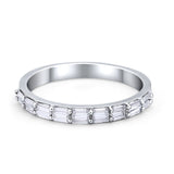 Half Eternity Wedding Band Ring Baguette Round CZ 925 Sterling Silver