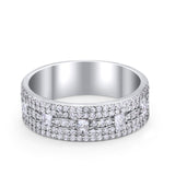 Wedding Band Eternity Ring Round Princess Cut Round CZ 925 Sterling Silver