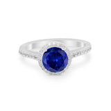 Accent Dazzling Wedding Ring Simulated Blue Sapphire CZ 925 Sterling Silver