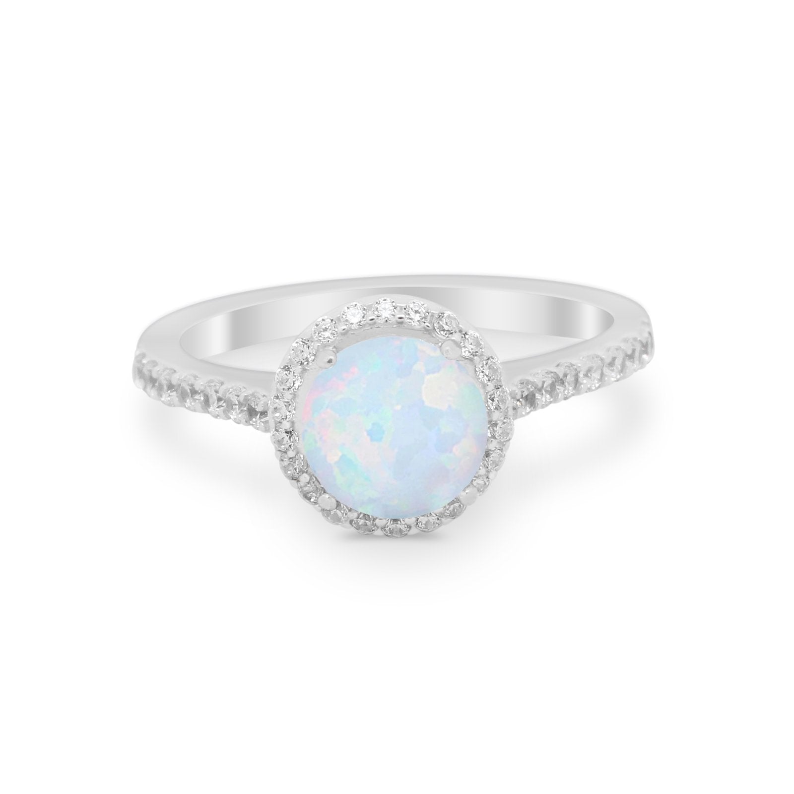 Accent Dazzling Wedding Ring Lab Created White Opal 925 Sterling Silver