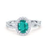 Halo Infinity Shank Engagement Ring Simulated Paraiba Tourmaline CZ 925 Sterling Silver